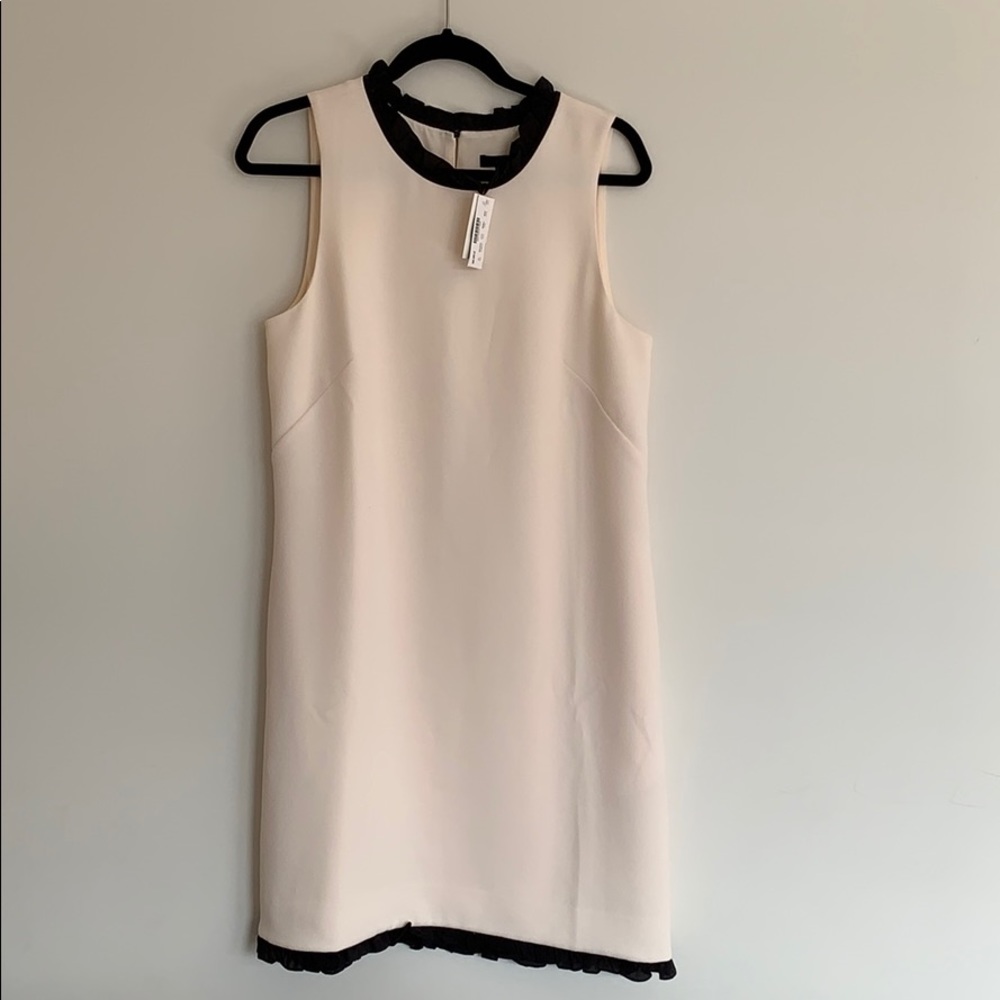 J. Crew Cream and Black Midi Dress